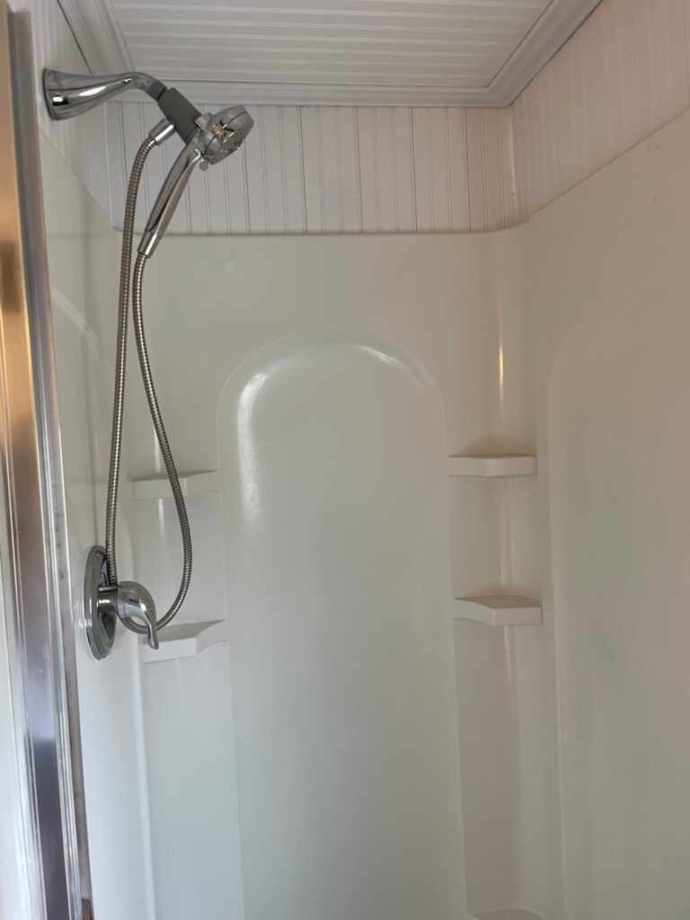 Before Plymouth Bathroom Remodel showing small shower