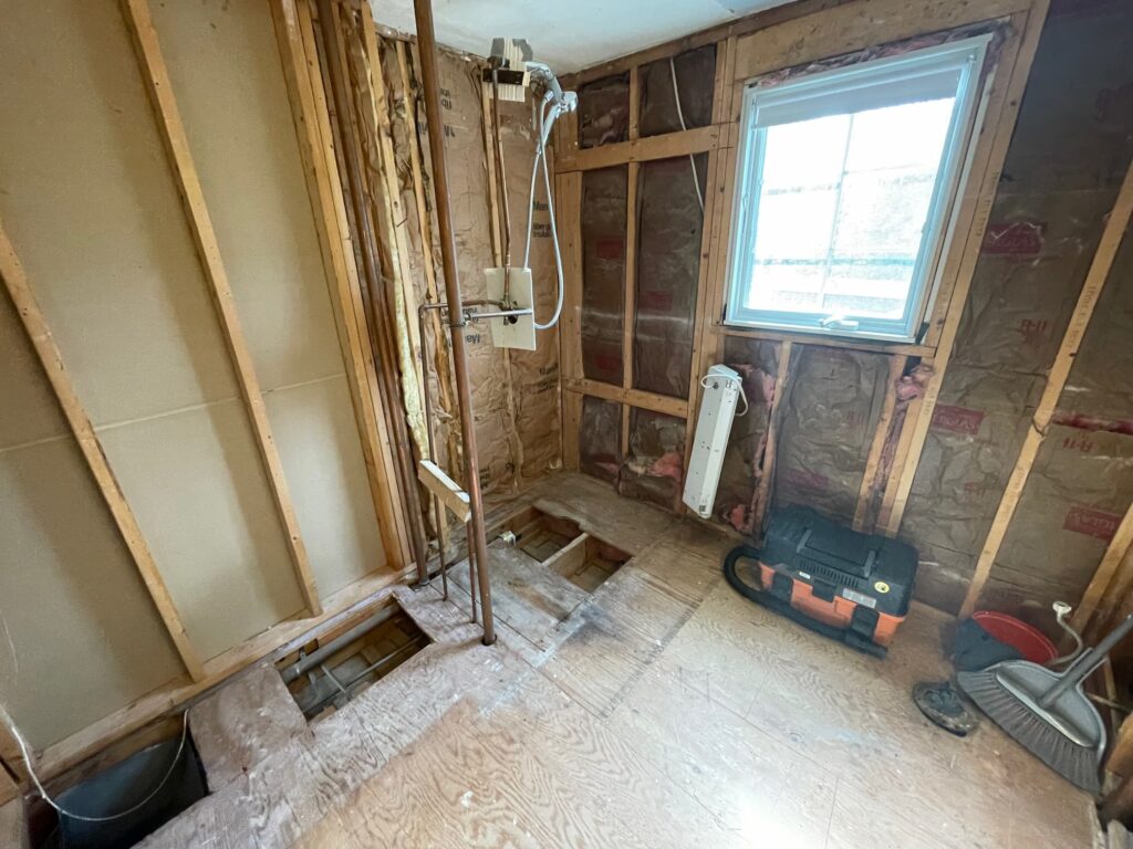Demolition of Plymouth Bathroom before Remodeling project