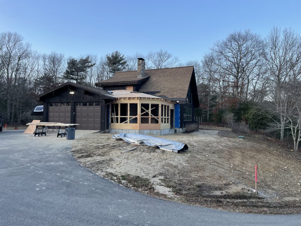 Roof framing of Greenhouse Addition in Plymouth