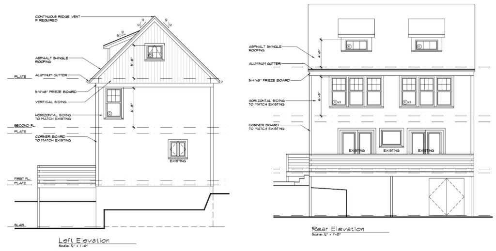 Elevation Plans for Summer Cottage Home Addition