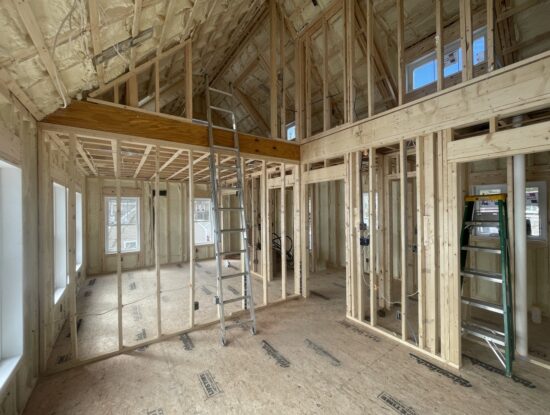 Interior Framing after insulation for cottage in Plymouth