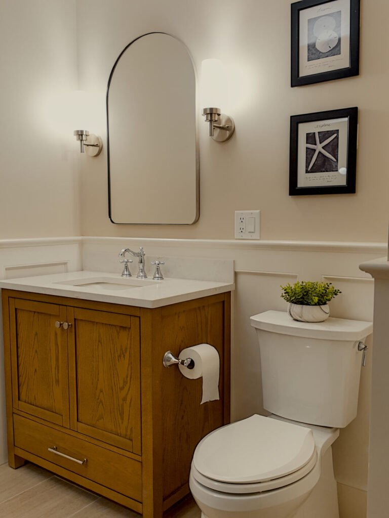 After a bathroom remodel in Kinston showing new vanity