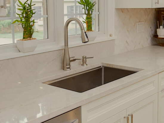 Close-up of sink in Kingston kitchen remodel