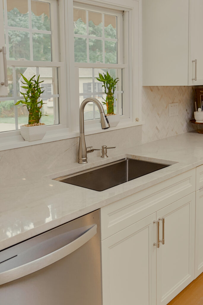 Close-up of sink in Kingston kitchen remodel